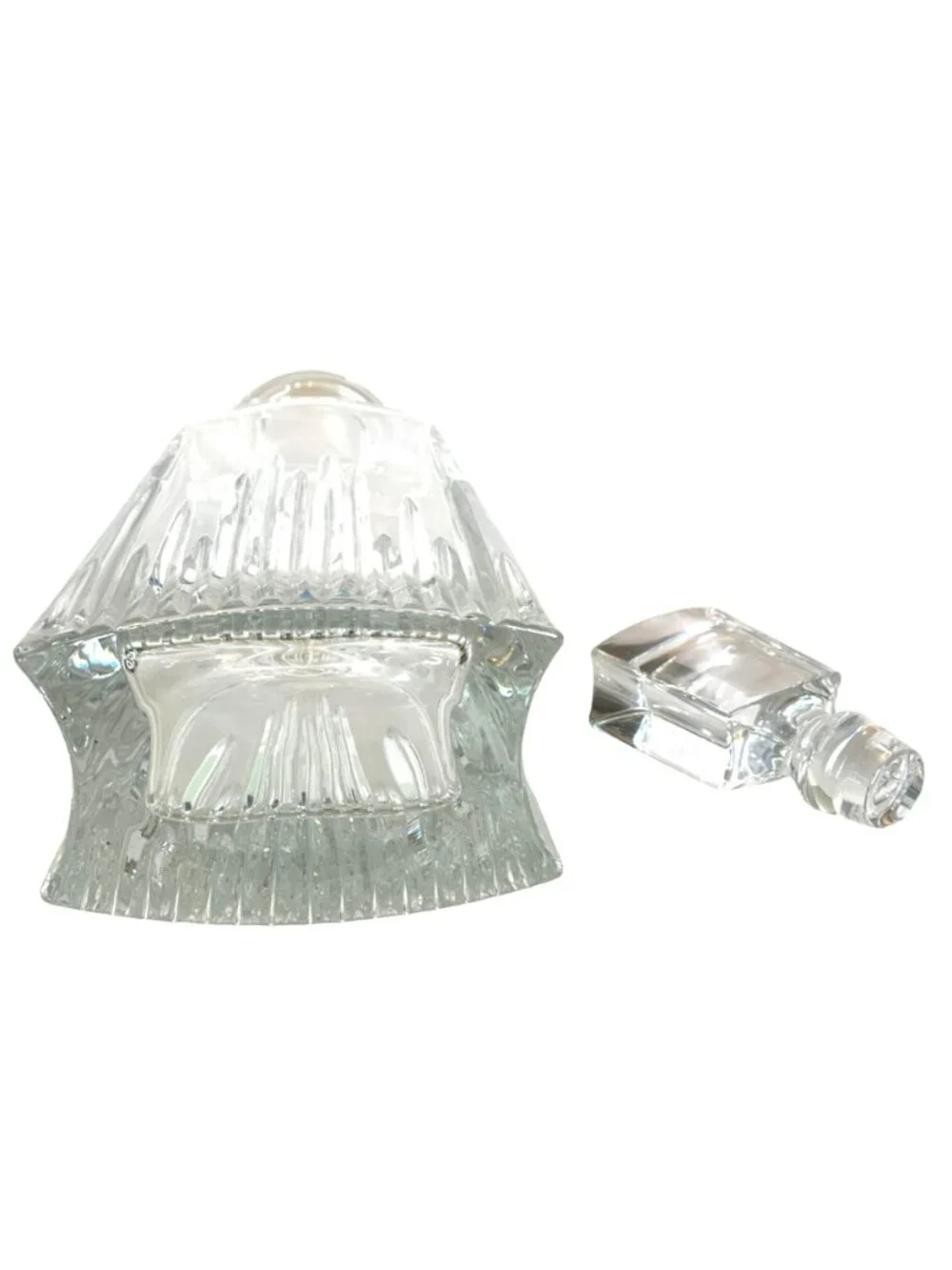 Vintage Art Deco Style Faceted Cut Crystal Glass Liquor Decanter and Stopper 12